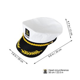 Adjustable Sailor Hat,Cabilock White Yacht Captain Costume Hat,Navy Marine Admiral Cap Funny Sailor Cap for Cosplay
