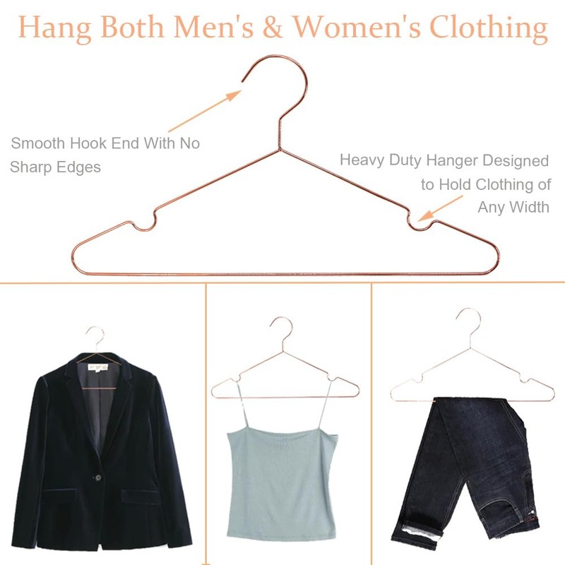 Koobay 16.5" Rose Gold Copper Clothes Hangers - 30 Pack,Heavy