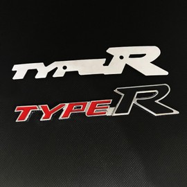 TYPE-R Emblem Black Type R Honda Civic CIVIC Fit Fit Universal 3D Metal Logo Car Sticker Car Emblem Type,Honda Civic,FD2,5 Mugen,Type Car Decoration Accessories (B)