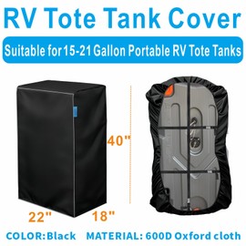 VeyoStories RV Tote Tank Cover, Heavy Duty RV Portable Waste Tank cover, Portable Water Tank Cover, Waterproof & Dustproof, Fits 15 & 21 Gallon RV Portable Tote Tanks. (Cover Only)