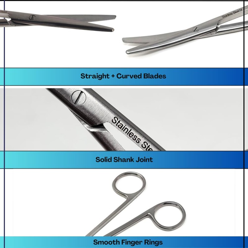 2 Pcs Surgical Metzenbaum Scissors 7" Blunt/Blunt Blades Straight +