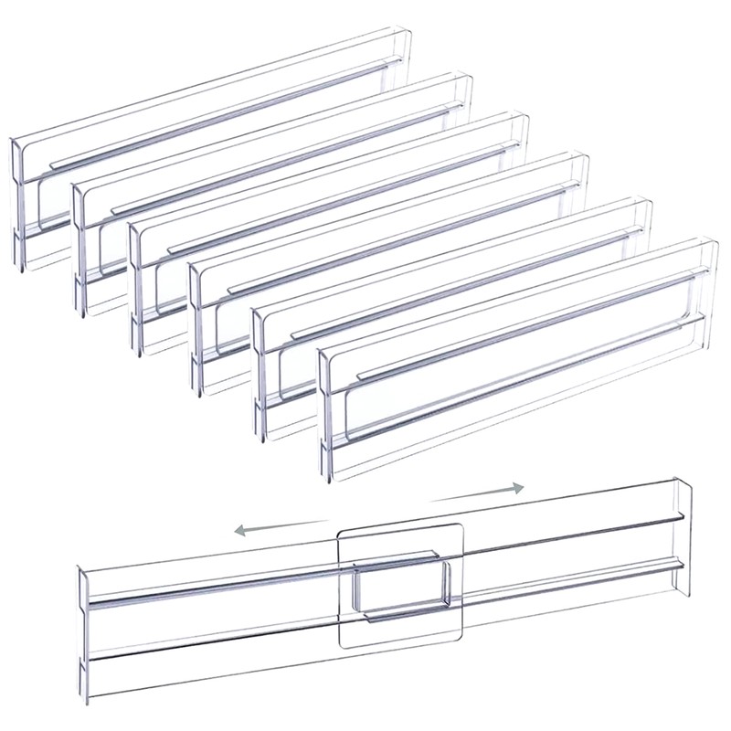Adjustable Clear Drawer Dividers for Clothing and Utensils – Expandable