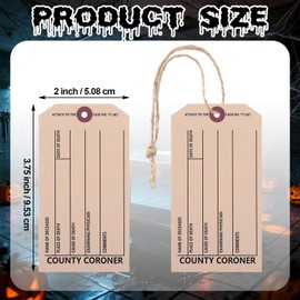 Tenceur 120 Pcs Toe Tags Crime Scene Morgue Toe Tag Pre Strung Coroner and Funeral Toes Identification Tags Holiday Supplies for Halloween Scene Activities