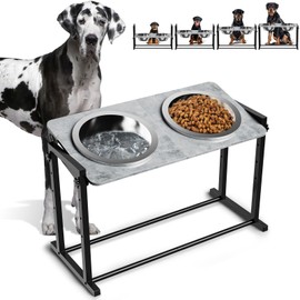 Elevated Dog Bowls for Extra Large Dogs, 4 Height Adjustable Tilted Raised Dog Bowl Stand with 2 Stainless Steel 3L Dog Bowls, 16.1" Tall Dog Feeder for Giant Breed(Black, X-Large Dogs)