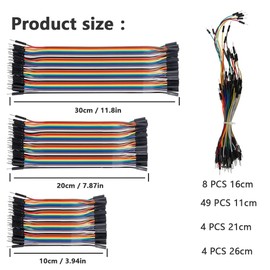 Xiatiaosann 425 Piece Multicolour Breadboard Wire Jumper Kit, 40 Pin 30 cm 20 cm 10 cm Male to Male, Female to Female, Male to Female, with Different Lengths of Switching Wires