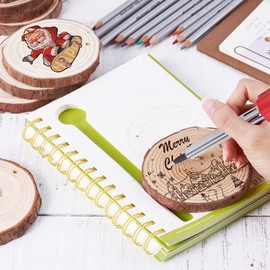 SOMIER 30Pcs Natural Wood Slices, 2.4-2.8 Inches Unfinsihed Wooden Circles Predrilled Hole Round Discs with 32.8 Ft Jute Twine and Cotton Rope, DIY Crafts Hanging Ornaments for Christmas Decor