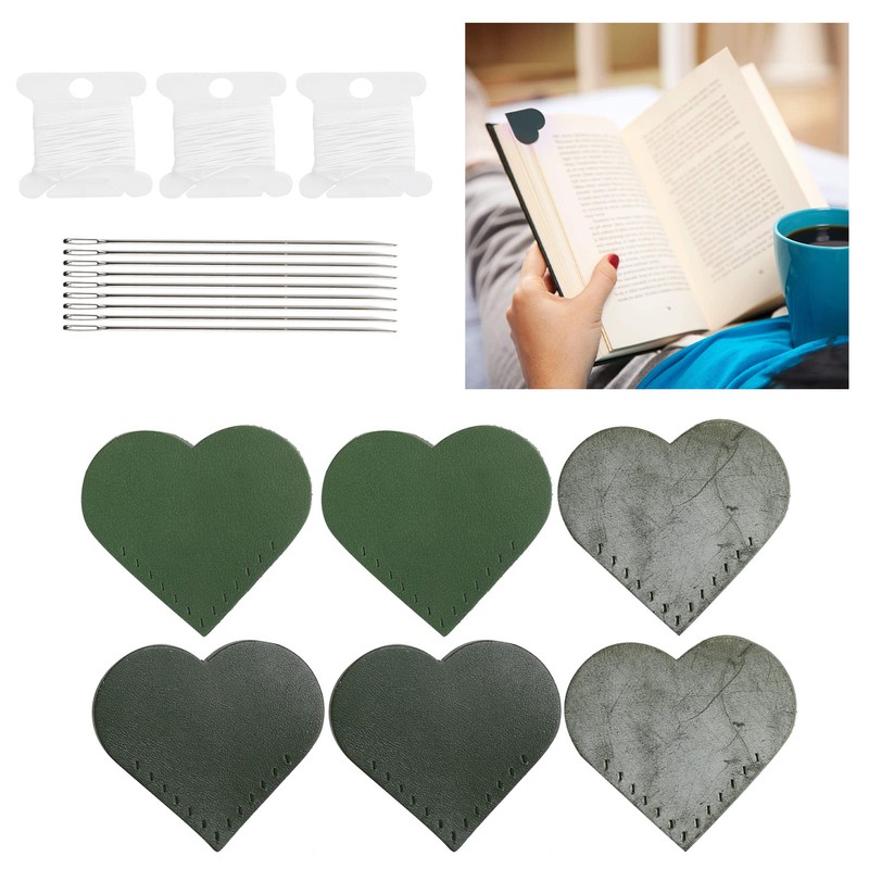 3 Set Page Corner HandMade HeartShaped Leather Bookmark Making Fabric