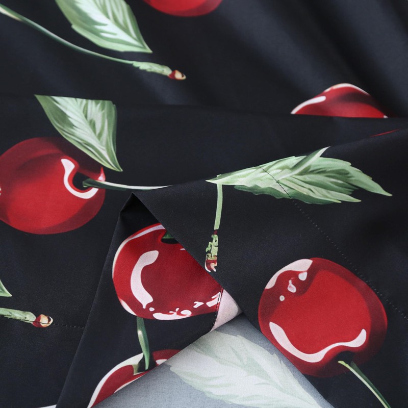 SDIII 4PCS Red Cherry Sheets Set Queen, Soft Microfiber Cherry