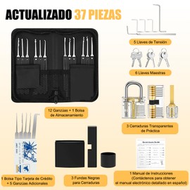 Con Fundas – Actualizado 37PCS Candados Kit, 3 Candados Transparentes de Latón, Cilindro Alta Precisión, para Locker Verja Cobertizo Exterior