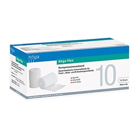 Höga -Flex 10 cm x 4 m Compression Bandage Latex Free Natural White Pack of 10