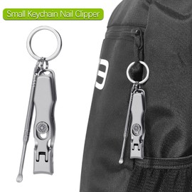 VOGARB Small Nail Clippers for Men Fingernail and Thick Toenails Wide Jaw Opening Portable Ultra Sharp Nail Clippers with Catcher for Seniors Adult Women, Comes with Keychain and Earpick Set