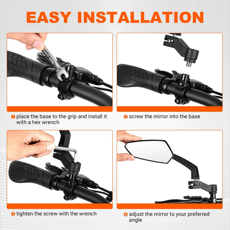 Addmotor Bike Mirrors, 1 Pair Bicycle Mirror Handlebar Mount, 360°