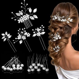 Wedding Hair Accessories for Women, 24 PCS Bridal Bridesmaid Hair Clips, Diamante Hair Pins, Hair Jewellery Accessories for Flower Girl Bride Wedding Guest