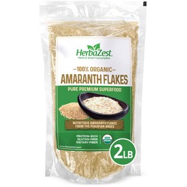 HerbaZest Amaranth Flakes (2 LB) - USDA Certified Organic - Vegan, Non-GMO & Gluten Free - Pure Quality Superfood for Breakfast, Snacks, Desserts & More