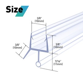 FCSOTSPS Shower Door Bottom Seal,2 PCS 3/8" X 36" Shower Door Sweep for 3/8 Inch Glass,Frameless Glass Door Seal Strip to Seal 11mm Gap,Stop Shower Leaks and Create a Water Barrier