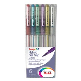 Pentel Hybrid Gel Grip Metallic Gel Pens