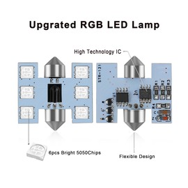 DE3022 3175 6428 LED Bulbs 31mm 1.22in Festoon Led Car Lights Bulb 16 Colors RGB with Remote Control Replacement for Car Interior Dome Courtesy Door Map Trunk Light and License Plate Light, Pack of 4