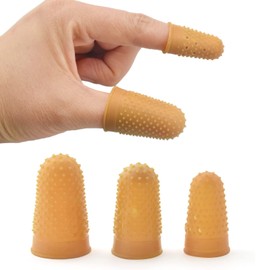 Finger Protector with Hole, Finger Cots, Latex Finger Tips Caps, Finger Covers (12 PCS Thimbles), New Material (Latex-Free), Finger Sleeves Great for Nail Art Work, Hand Eczema and More,HJ-NAT218 (S)