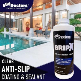 SlipDoctor's GripX Non-Slip Coating and Sealant for Indoor and Outdoor Tiles, Concrete and Natural Stone - Clear Anti-Slip for Slip Resistant Flooring
