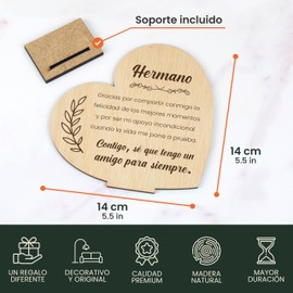 CONTRAXT Tarjeta regalo para Hermano madera. Regalo original hermano Postal cumpleaños para un hermano Que regalar a un hermano Felicitación tarjetas agradecimiento hermano madera (Hermano)