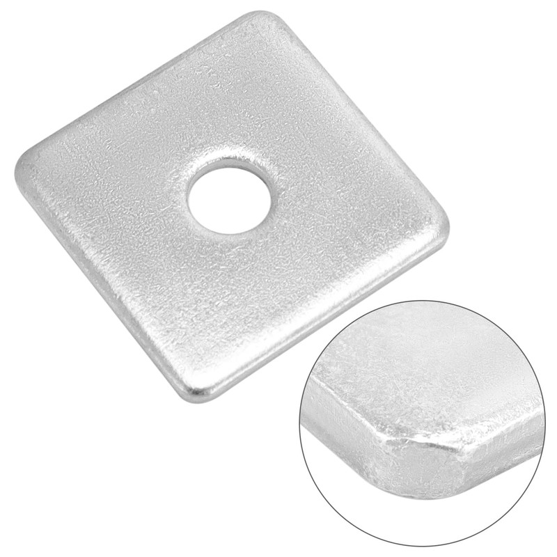 QWORK 50-Pack Galvanized Square Washers Plate – 1/2" ID, 2x2"