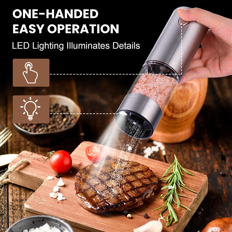 Fzaqwen Electric Salt and Pepper Grinder Set Rechargeable - Automatic