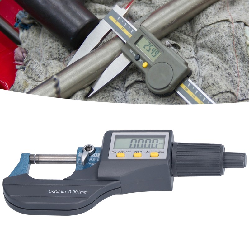 Digital Micrometer 0.00005in/0.001mm Resolution Professional Thickness Measuring Tools 0‑25mm