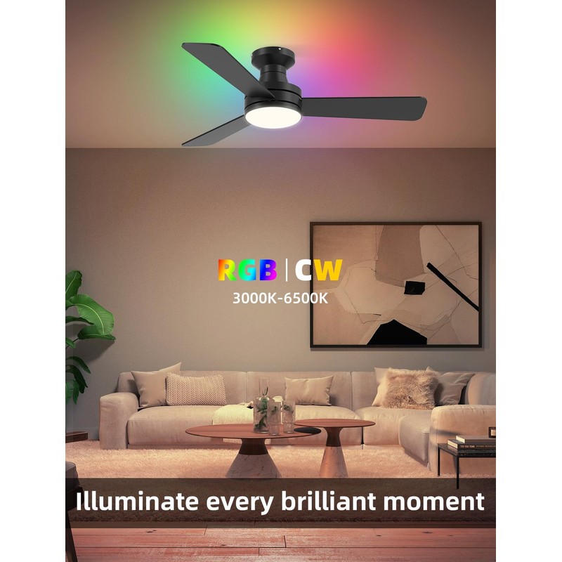 Homlit 42 inch RGB Ceiling Fan with Light, Smart App