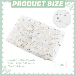 PH PandaHall 1.8m Flower Tulle Fabric Mesh Lace Fabric 1.3m Wide White Netting Fabric Embroidery Lace Fabric Leaves Mesh Fabric for DIY Sewing Clothing Dress Curtain Wedding Decor