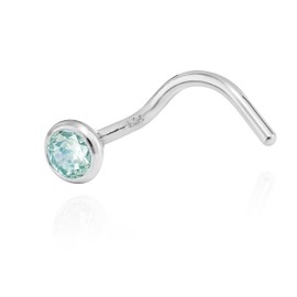 NKlaus Nose Piercing 925 Silver Spiral Shape 3.5 mm Zirconia Various Colours, Silver