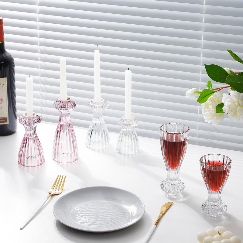 Lysenn Glass Candle Stick Holder Set of 3 – Premium