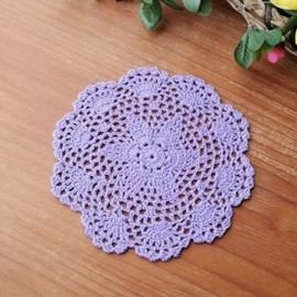 Blausky Pack of 2 Round Embroidered Table Mats, Crochet Doilies, Lace Doilies, Place Mats, Small Crochet Table Runner, Cotton Coasters, Tablecloths for Cups, Bowls, Plates, Vases, Antique, 20 cm,