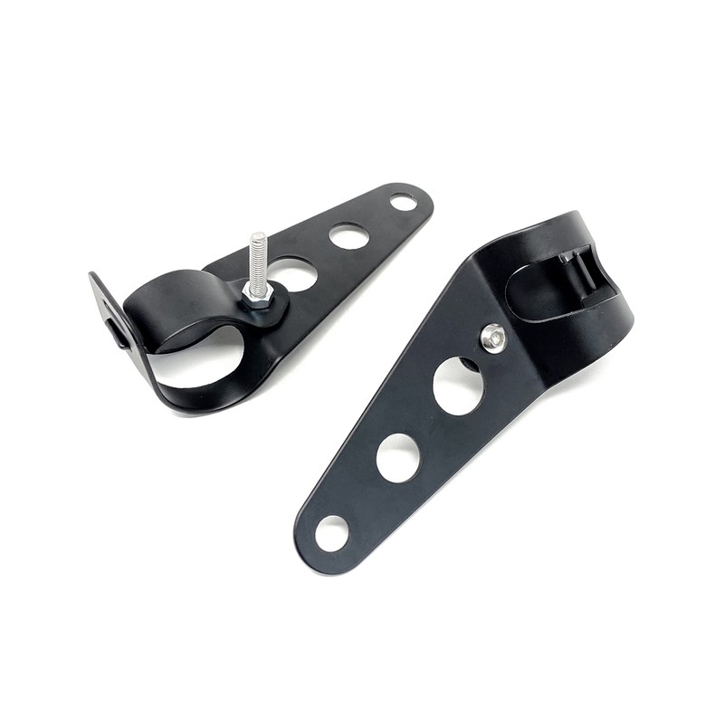 Pair Of Black Universal Fork Mount Headlight Brackets To Fit