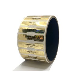 1,000 Custom Printed Dog Bone Hologram Sticker TamperMax Tamper Evident Security Label Holographic Seal Sticker, Dogbone Size 1.75" x 0.375" (44mm x 9mm). (Gold + Print)