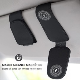 Soporte para Gafas de Sol para Coche, Cuero Soporte para Gafas de Sol, Coche, Ticket Tarjetas, Clip Gafas, Soporte para Parasoles de Coche, Negro