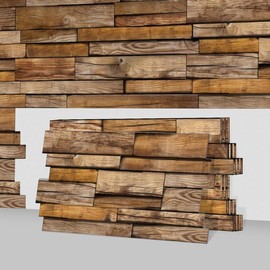 Wood Grain Pattern Wall Sticker, 12/24pcs Self-adhesive Vinyl Waterproof Wall Sticker, Decorative Wall Sticker for Home Living Room Bedroom - Color: Brown, Size: 12*24.6CM*24PCS