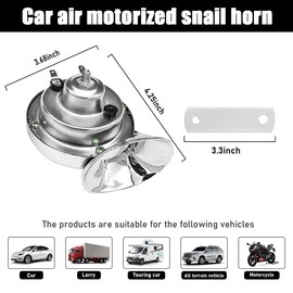 Sylvil 300DB Super Loud Car Horn, 12V Waterproof Durable Auto Air Electric Snail Horn, Vehicle Air Horn Replacement for Motorcycle, Truck, Bike, Boat, Universal Car Accessories (Silver)