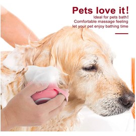Pet Bath Massage Brush Puppy Dog Cat Grooming Cleaning Soft (Pink)