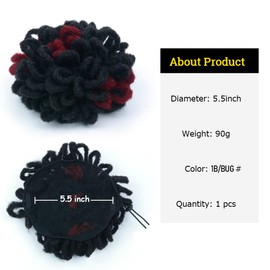 KGBFASS Black Burgundy Loc Ponytail Drawstring Buns for Black Women Curly Loc Petal Bun Dreadlock Ponytail Braided Faux Locs Chignon Scrunchies Clip in on Braids Ponytails Hairpiece(1B&Bug#)