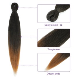 ROSDINA Pre-stretched Braiding Hair - 26 Inch 8 Packs Ombre Brown Super Long Braiding Hair For Twist or Box Braids, Yaki Texture Hot Water Setting Synthetic Braiding Hair Extensions (26 Inch, T30-8P)