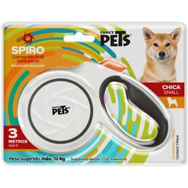 Fancy Pets Correa Retráctil para Perros Spiro Color Blanca Tamaño Chica con 3 Metros de Longitud