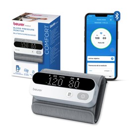 Beurer BM59 Baumanómetro de Brazo, Tensiometro Digital con Bluetooth, Indicador de Riesgos LED, Detección de Arritmias, Brazalete Ajustable 22-42 cm, Memoria 240 mediciones, Batería Recargable USB-C