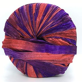 Berlini Memento Ribbon Yarn - 50 Gram, 88 Yards, 3/8" Wide - #157 Red Hat - Purple, Red