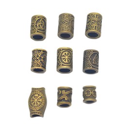 TUKEVA Pack of 9 Hair Braiding Beard Clip Viking Dreadlocks Jewellery Nordic Hair Tube Clip for Women Men Braids Decoration for Braiding Hair, DIY Jewellery etc (Bronze)
