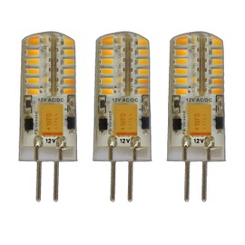 3x G4 LED, 3 watt, warm white, dimmable, 12 V AC/DC (3 pieces), AC voltage at 48x 3014 SMDs (Epistar), 15 W, 330 °, pin base