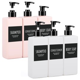 Segbeauty Shower Gel Dispenser, Pack of 6 Pump Bottles, 500 ml, Plastic Soap Dispenser, Shampoo Dispenser for Shower with Waterproof Labels, Pump Dispenser Refillable, Soap Dispenser Set