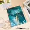 NICENEEDED Stretchable Book Cover, Dark Green Marbled Print Book Sleeve,