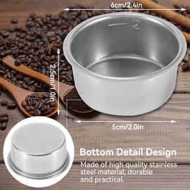 CJQRL Strainer Coffee Strainer Filter Basket Espresso Strainer - Single Layer Filter Basket Portafilter Reusable Stainless Steel Filter Basket Espresso Basket Bottomless Portafilter for Delonghi