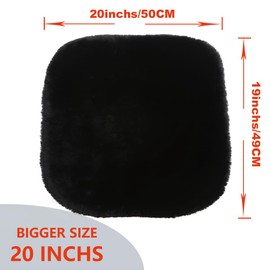 OGLAND 2 Pack 20 inchs Fluffy Genuine Sheepskin Car Seat Covers for Auto Interior Accessories Cushions with Soft Fuzzy Wool Natural Fur Non-Slip (Black, 2 Pieces Front)