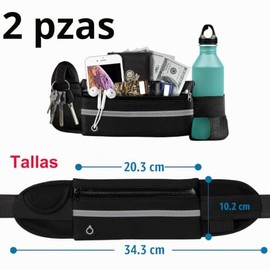 2 Pcs Cangurera Deportiva - Bolsa Deportiva con Cinturón Elastic y Bolsillos de Auricular y Llaves, Impermeable Riñoneras Deportivas de Hombres y Muje